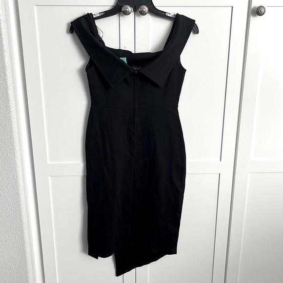 RHAPSODY Elle Clo Women’s Dress Little Black Dress Off Shoulder Ponte Mini Dress - Picture 5 of 5